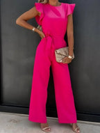 Women's Jumpsuit | Wide Leg, Butterfly Sleeves, Belt | Faye