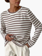 Marlow | Striped Knit Sweater | Women's Relaxed Fit | Round Neck, Long Sleeve