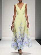 Cora | Women's Floral Print Dress | Wedding Guest, A-Line | V-Neck