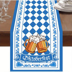 Talia | Table Runner | Oktoberfest Diamond Pattern, Blue White | 33×183 cm