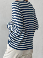 Marlow | Striped Knit Sweater | Women's Relaxed Fit | Round Neck, Long Sleeve
