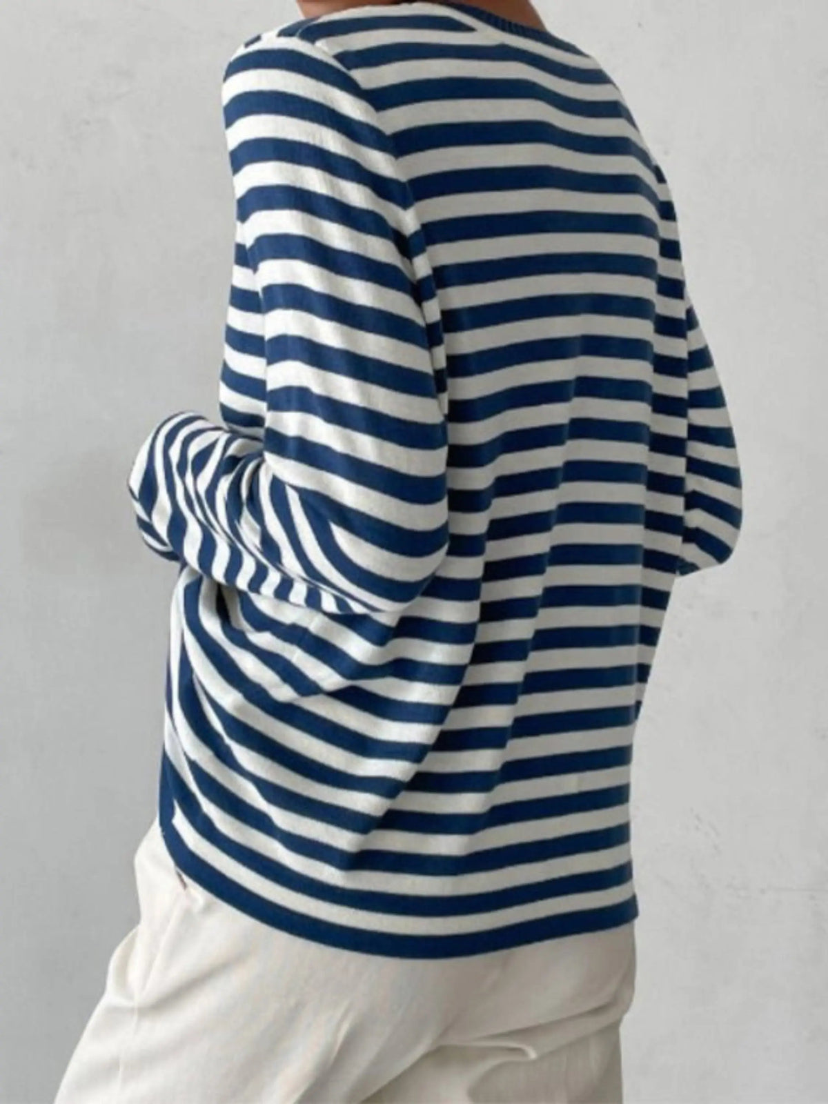 Marlow | Striped Knit Sweater | Women's Relaxed Fit | Round Neck, Long Sleeve