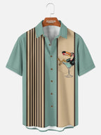 Cocktail Shirt | Men's Striped Toucan Short Sleeve Casual Shirt
