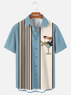 Cocktail Shirt | Men's Striped Toucan Short Sleeve Casual Shirt