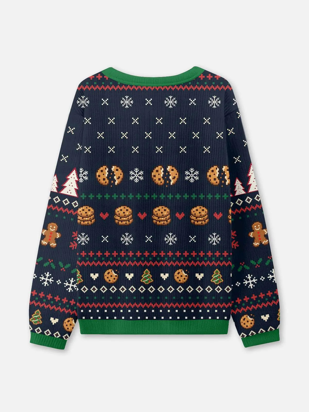 Christmas Sweater Ugly Unisex Navy Snowflake Gingerbread Pullover