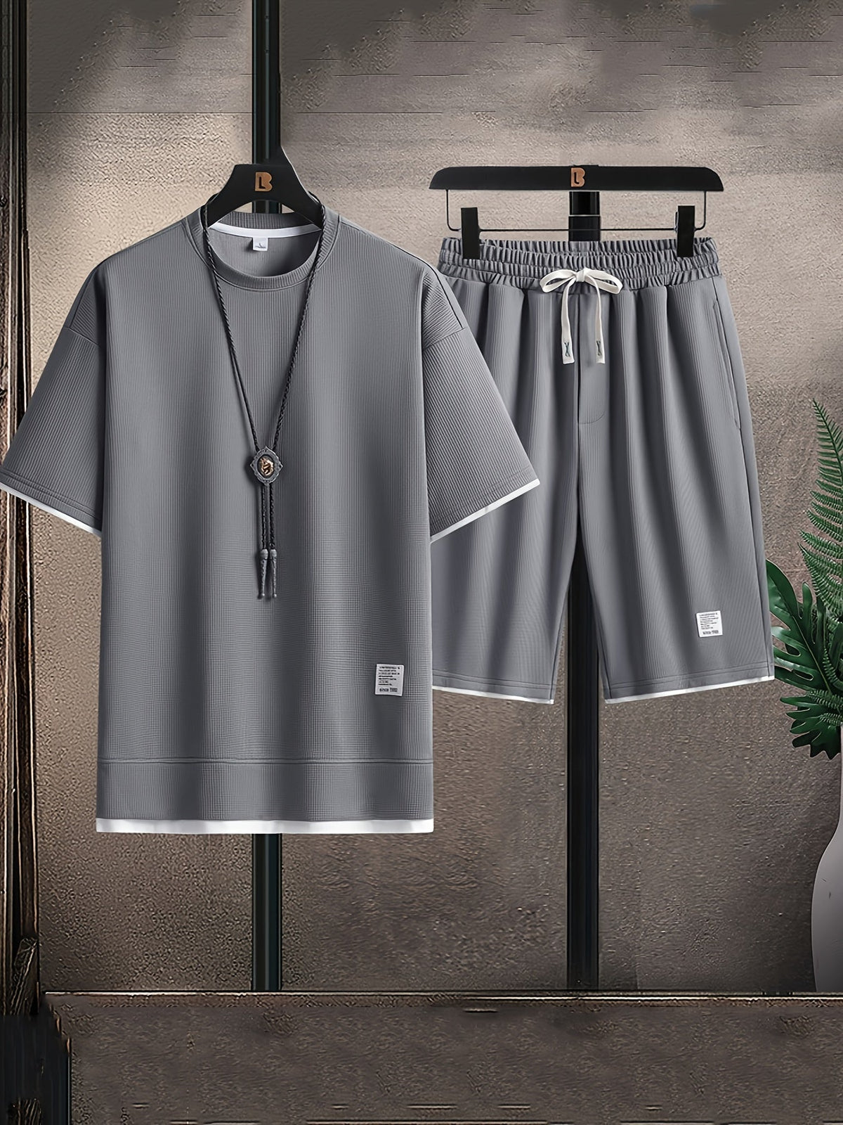 Dahlia | Men's Two-Piece Set | Waffle Fabric, Relaxed Fit | T-Shirt & Shorts