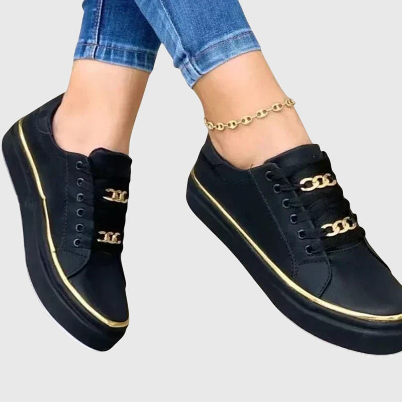 Jolie | Women's Lace-Up Sneakers | Velvet, Casual Spring | Flat