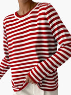 Marlow | Striped Knit Sweater | Women's Relaxed Fit | Round Neck, Long Sleeve