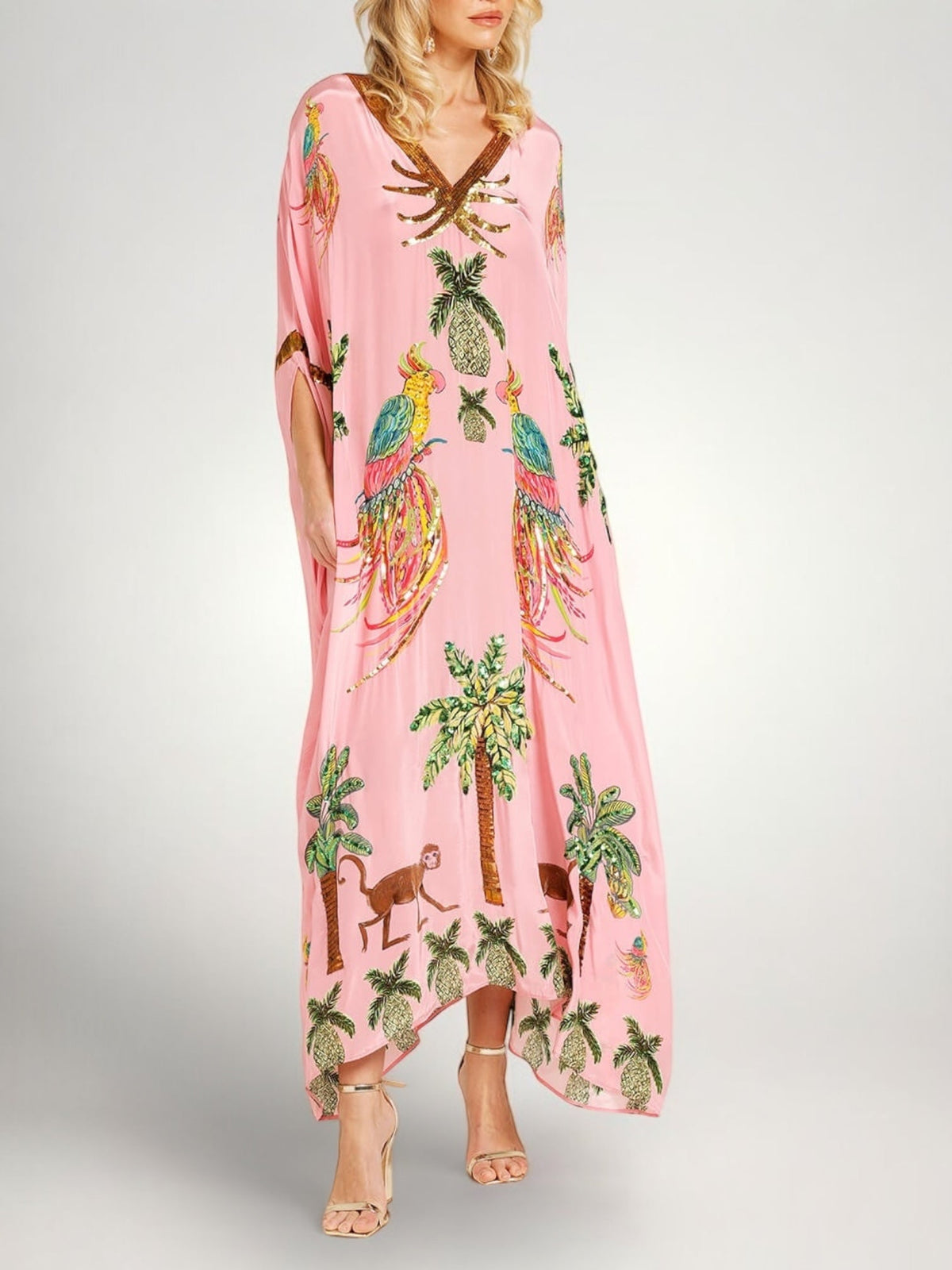 Anouk | Tropical Print Dress | Drop Shoulder, Coconut Tree | Loose Fit