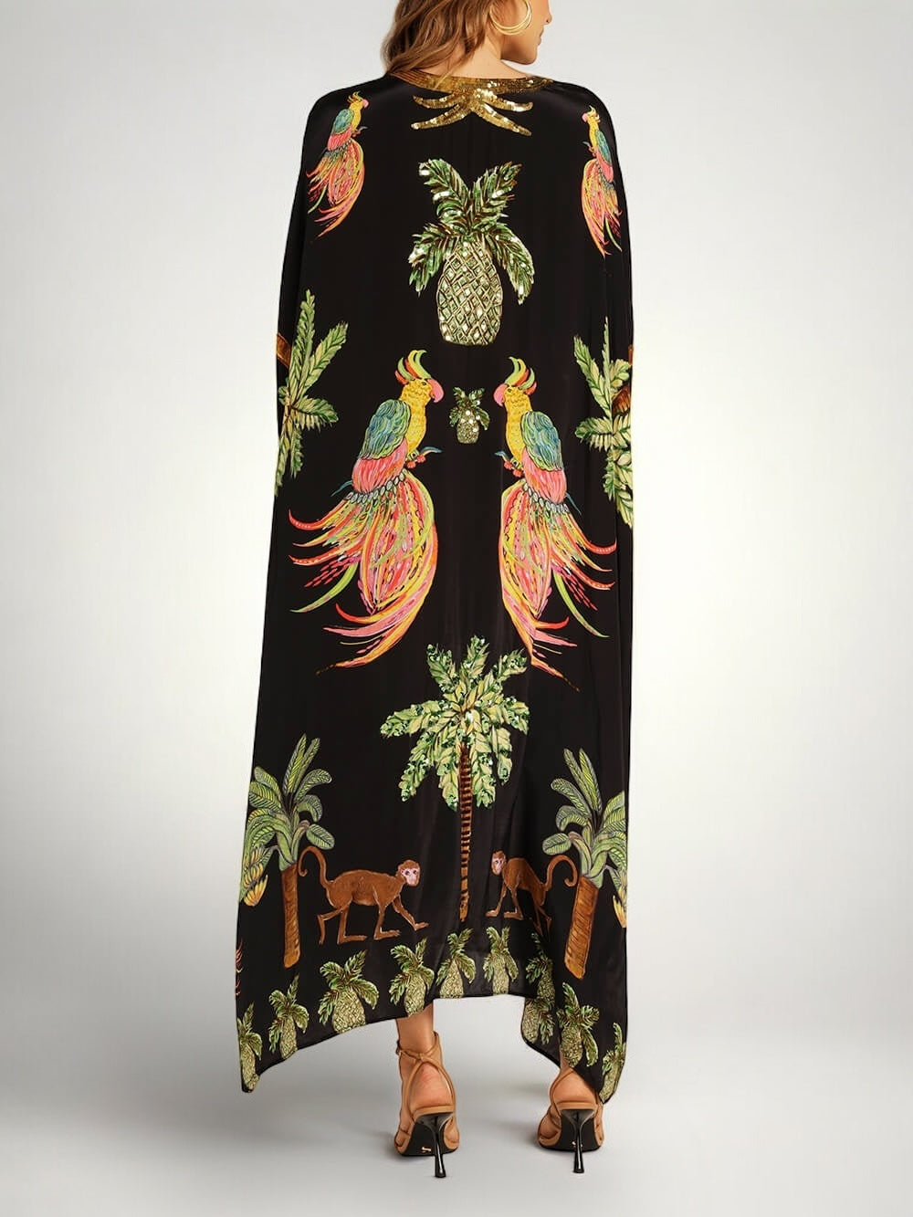 Anouk | Tropical Print Dress | Drop Shoulder, Coconut Tree | Loose Fit