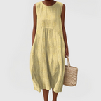 Galia | Women's Sleeveless Dress | Tummy Control, Pockets | Floral Embroidery