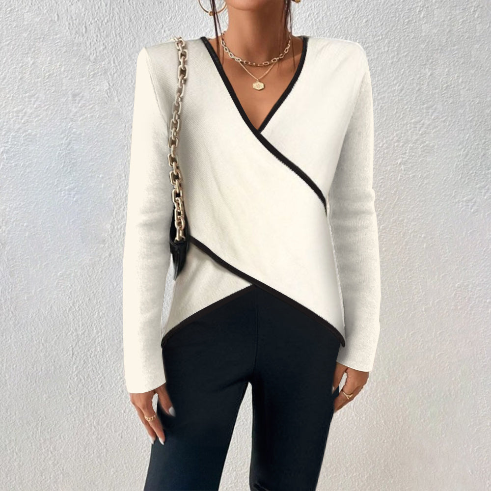 Lena | Women's V-Neck Sweater | Comfortable Fit, Timeless Style | White