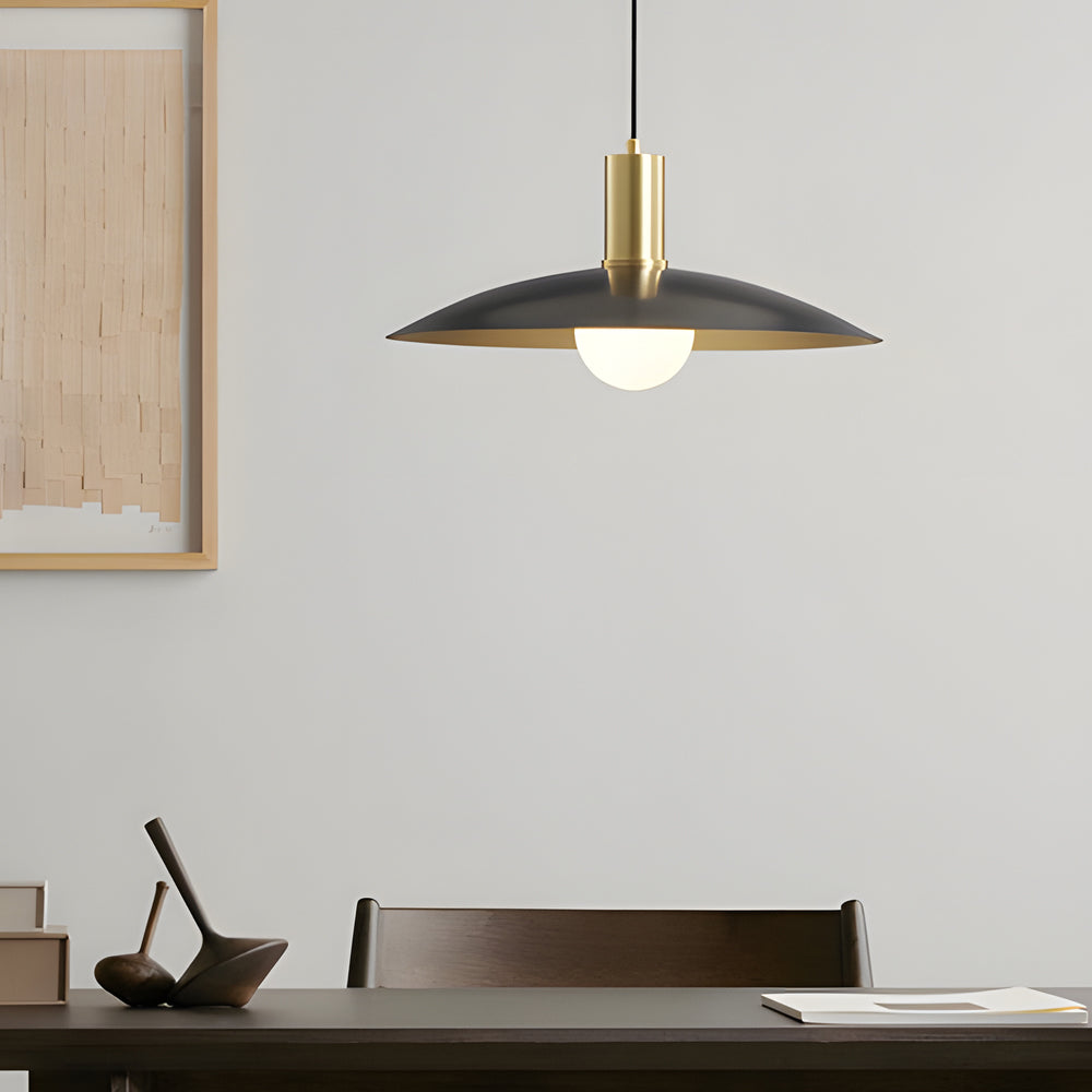 Kaia | Pendant Lamp | Mid-Century Brass, White Glass Shade | 1-Light E27