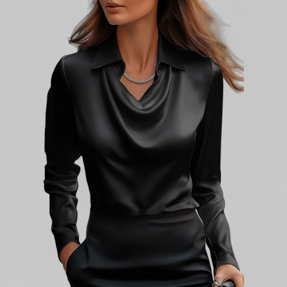 Nina | Women's Blouse | Draped Collar, Regular Fit | Business Casual