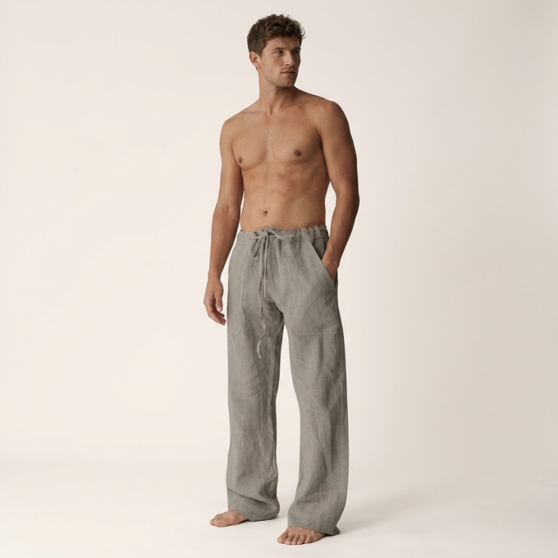 Sage | Men's Linen Trousers | Straight Cut, Lightweight | Summer Casual