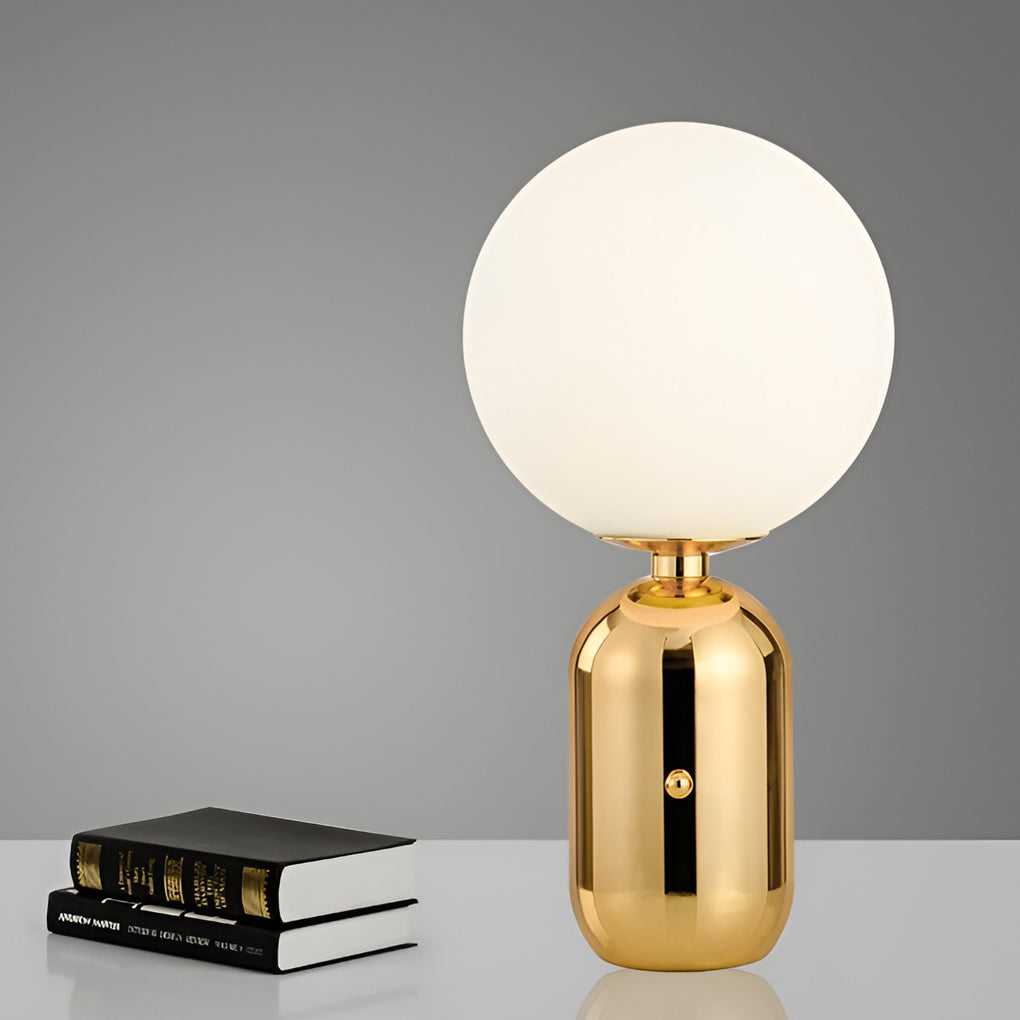 Opal | Table Lamp | Hand-Blown Glass, Nordic Style | Gold & Black