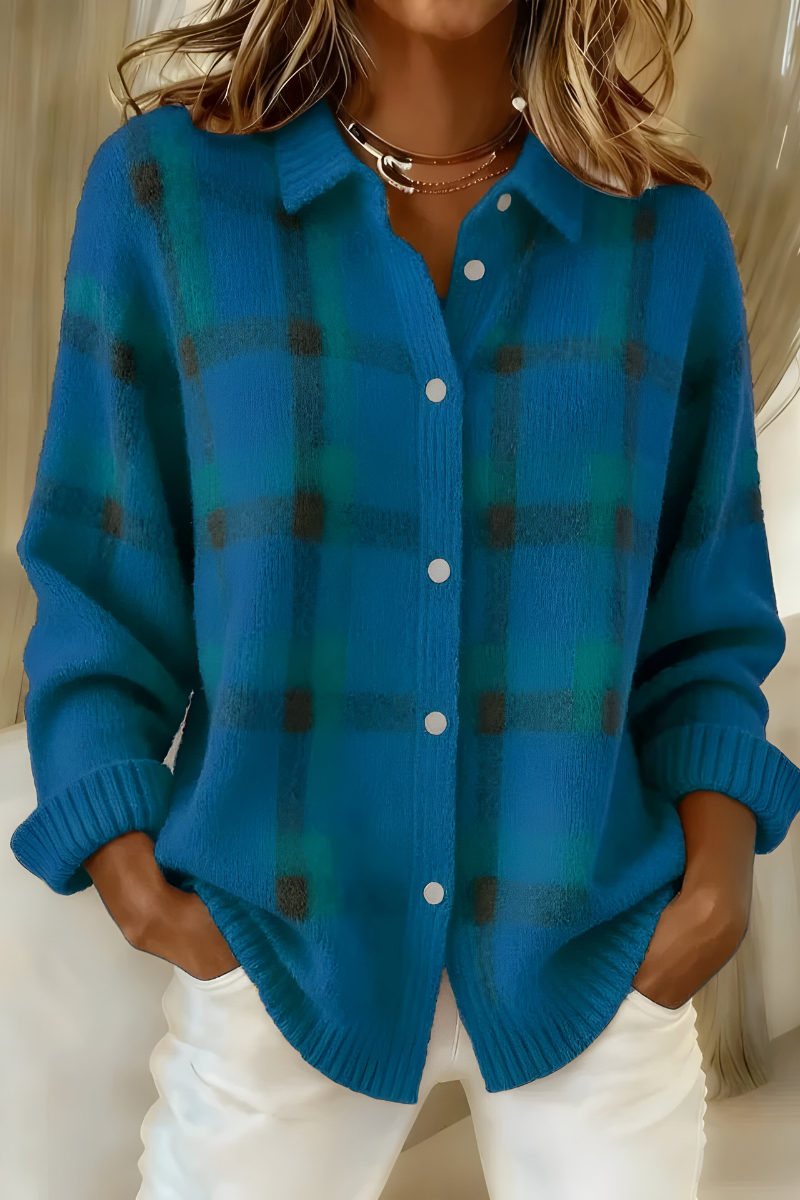 Tamsin | Women Soft Knit Plaid Cardigan