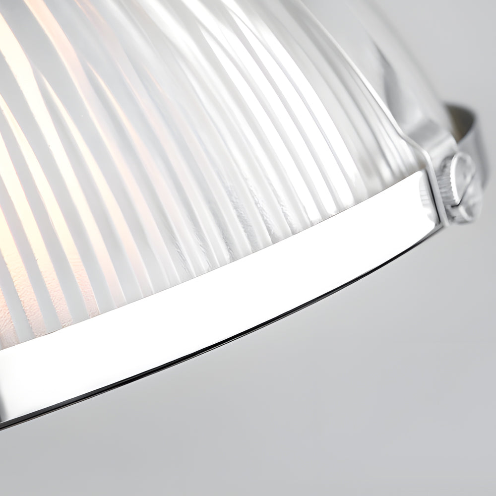 Indra | Pendant Lamp | Retro Striped Glass Shade, 1-Light | Chrome & Bronze