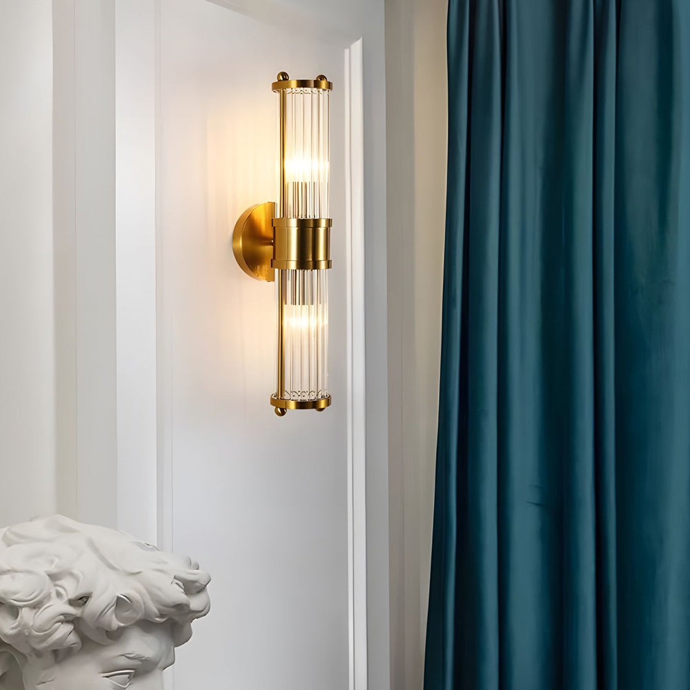 Mila | Wall Lamp | Modern Cylindrical Glass, 1/2-Light | Chrome & Gold
