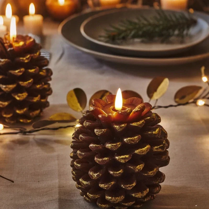Xanthe | LED Pinecone Candles | Flameless, Remote & Timer | Warm White