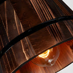 Anouk | Pendant Lamp | Rustic Wooden Bucket Shade, Industrial | 1 or 3 Light
