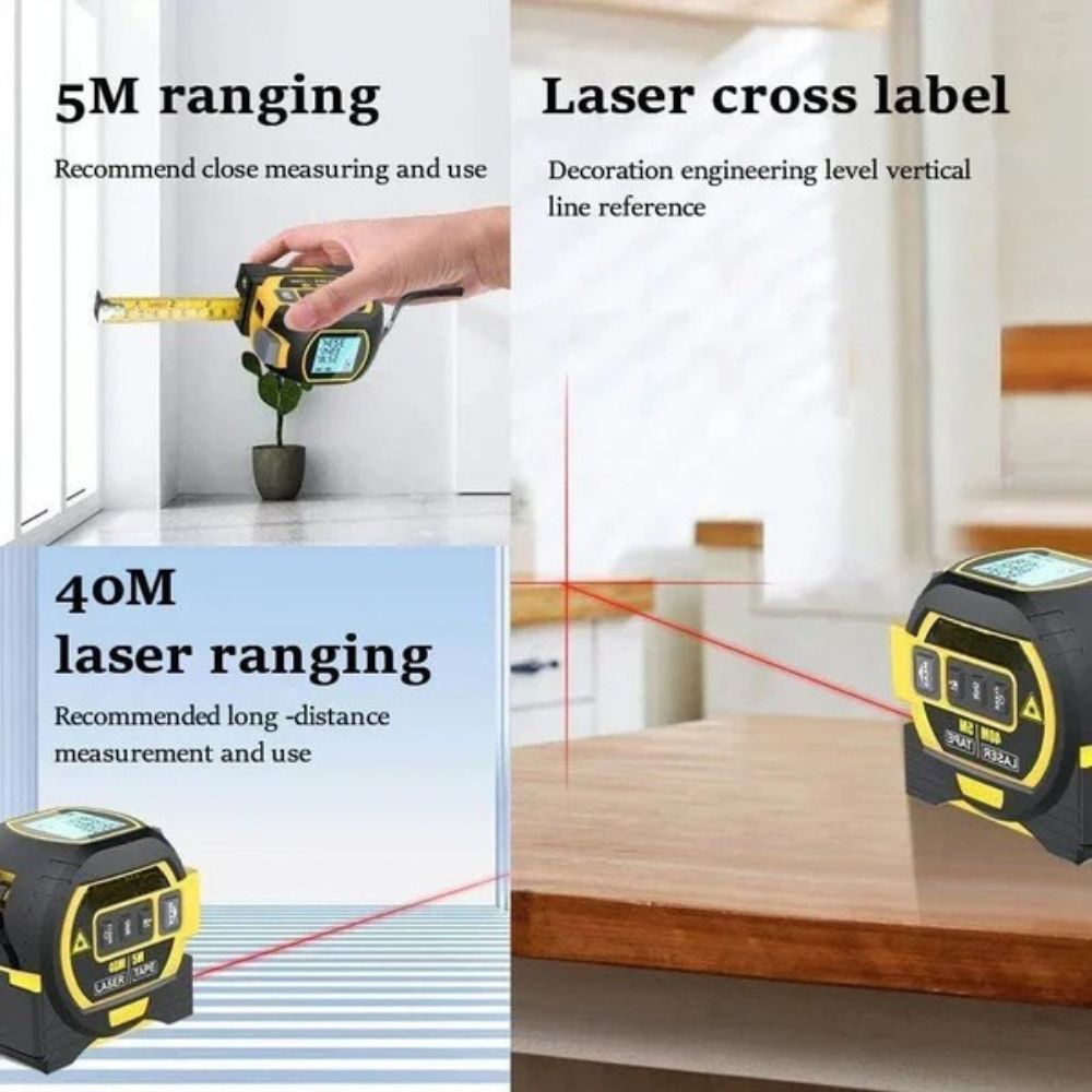 Wynne | Laser Tape Measure 3-in-1 | Infrared Rangefinder, LCD Display | 16.4 ft
