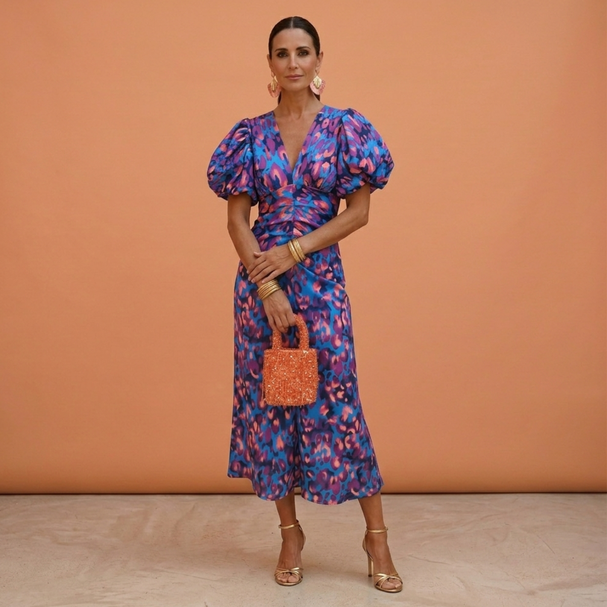 Summer Dress Women Lightweight Spring V Neck Puff Sleeve