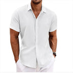 Xanthe | Men's Linen Shirt | Short Sleeve, Double Button | Lightweight Summer