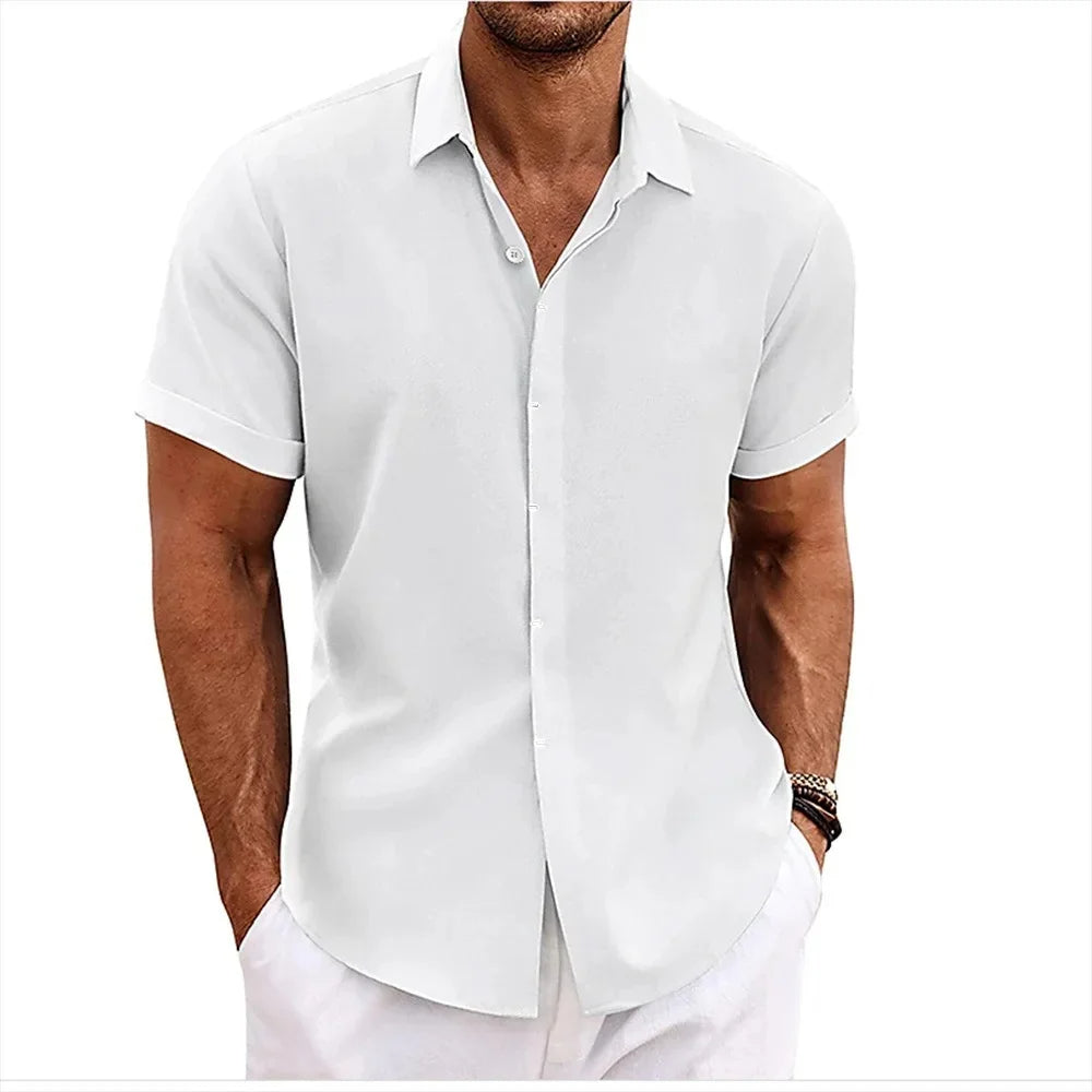 Xanthe | Men's Linen Shirt | Short Sleeve, Double Button | Lightweight Summer