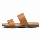 Mens Sandals Leather Slide Brown Cushioned Footbed Comfortable