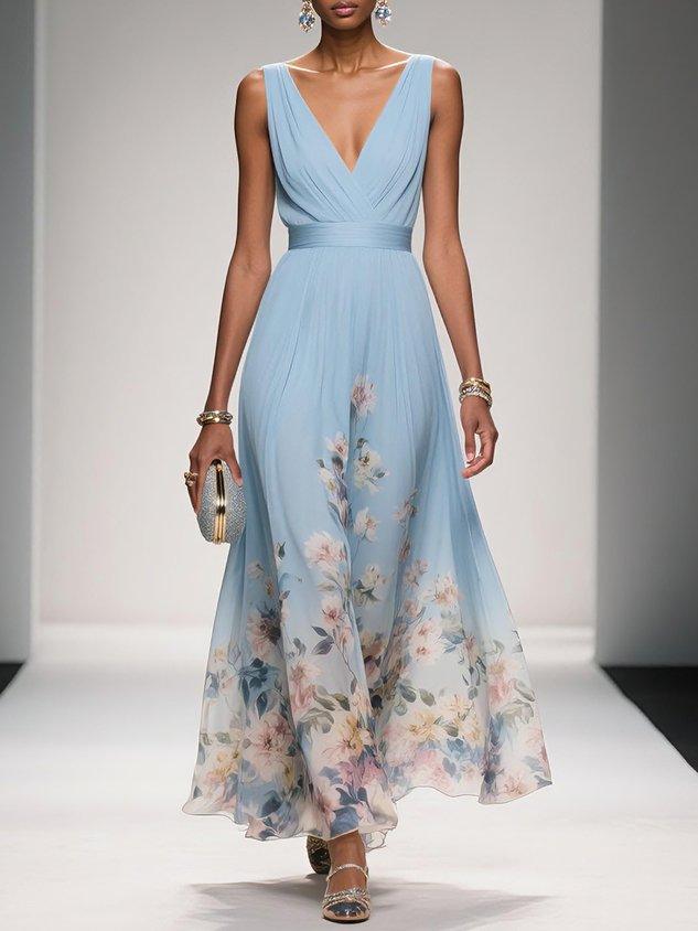 Cora | Women's Floral Print Dress | Wedding Guest, A-Line | V-Neck
