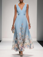 Cora | Women's Floral Print Dress | Wedding Guest, A-Line | V-Neck