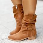 Women Knee High Boots Slouchy Block Heel