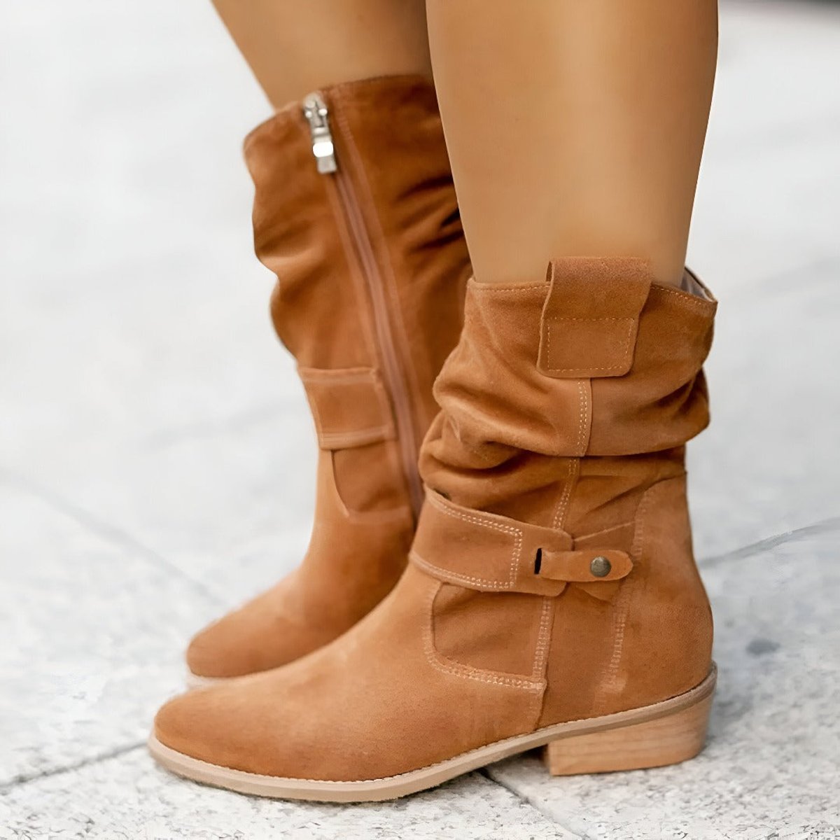 Women Knee High Boots Slouchy Block Heel