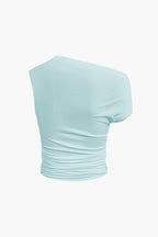 Jade | Two-Piece Set | One-Shoulder Top & Draped Mini Skirt | Women's