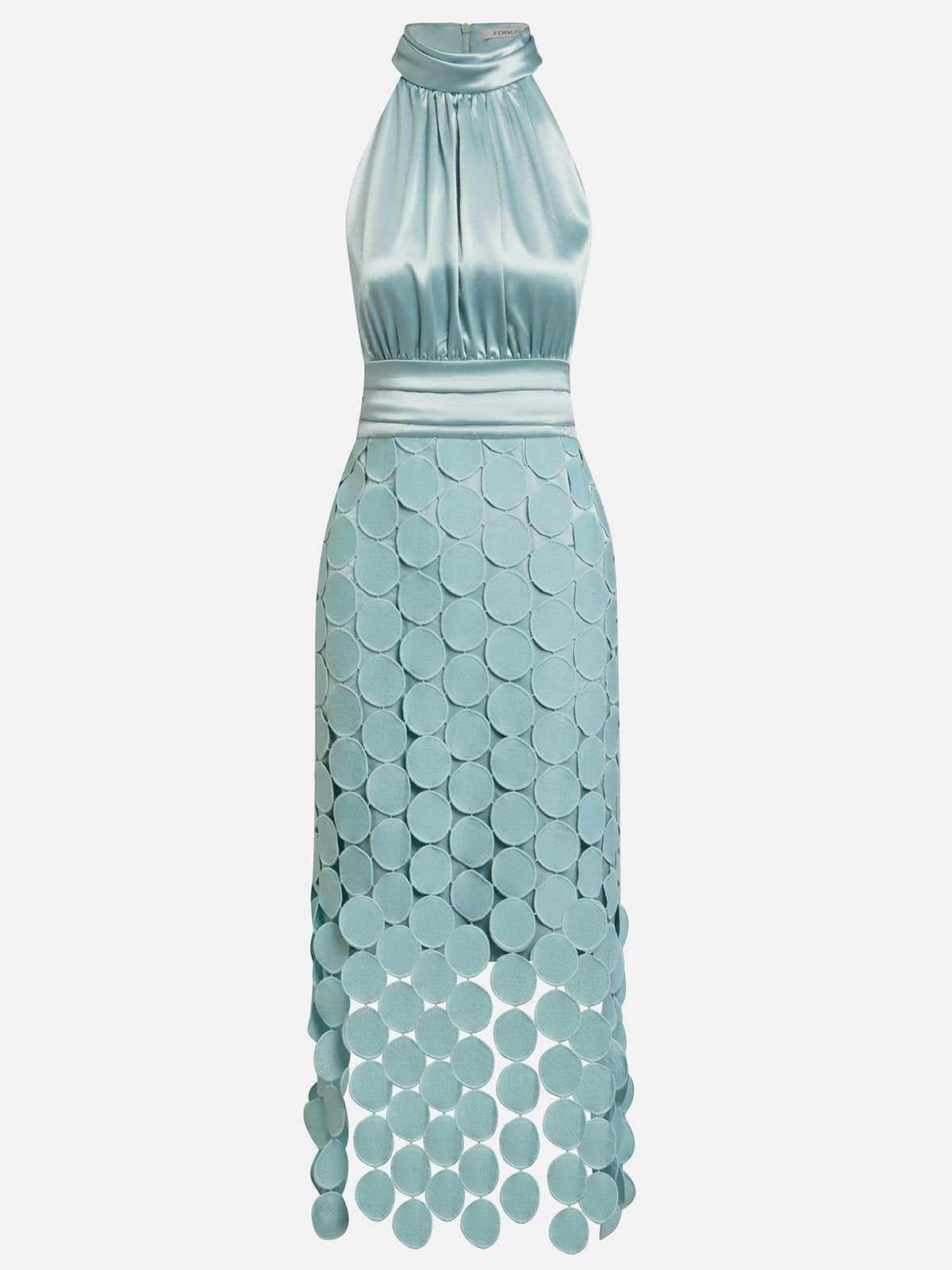 Ottavia | Halter Midi Dress | Occasion, Satin Bodice | Appliqué Skirt