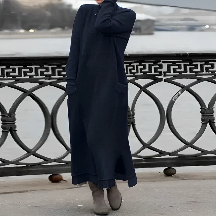 Women's Winter Dress | Knit, Midi Length, Pockets | Kira