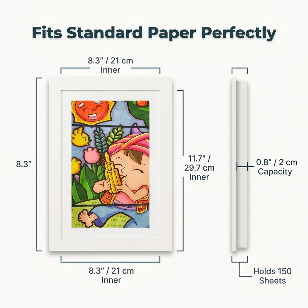 Della | Kids Drawing Display Frame | Rotating Art Frame | Stores 150 Drawings