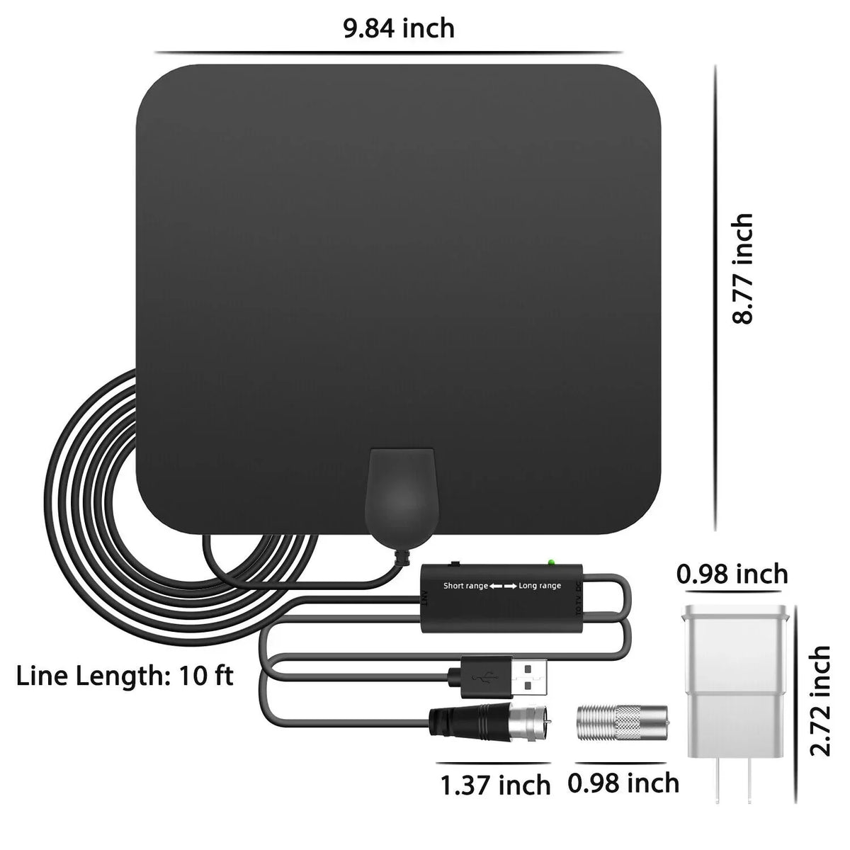 Anouk | HDTV Antenna | 300-Mile Range, Signal Booster | Black, Indoor