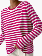 Marlow | Striped Knit Sweater | Women's Relaxed Fit | Round Neck, Long Sleeve