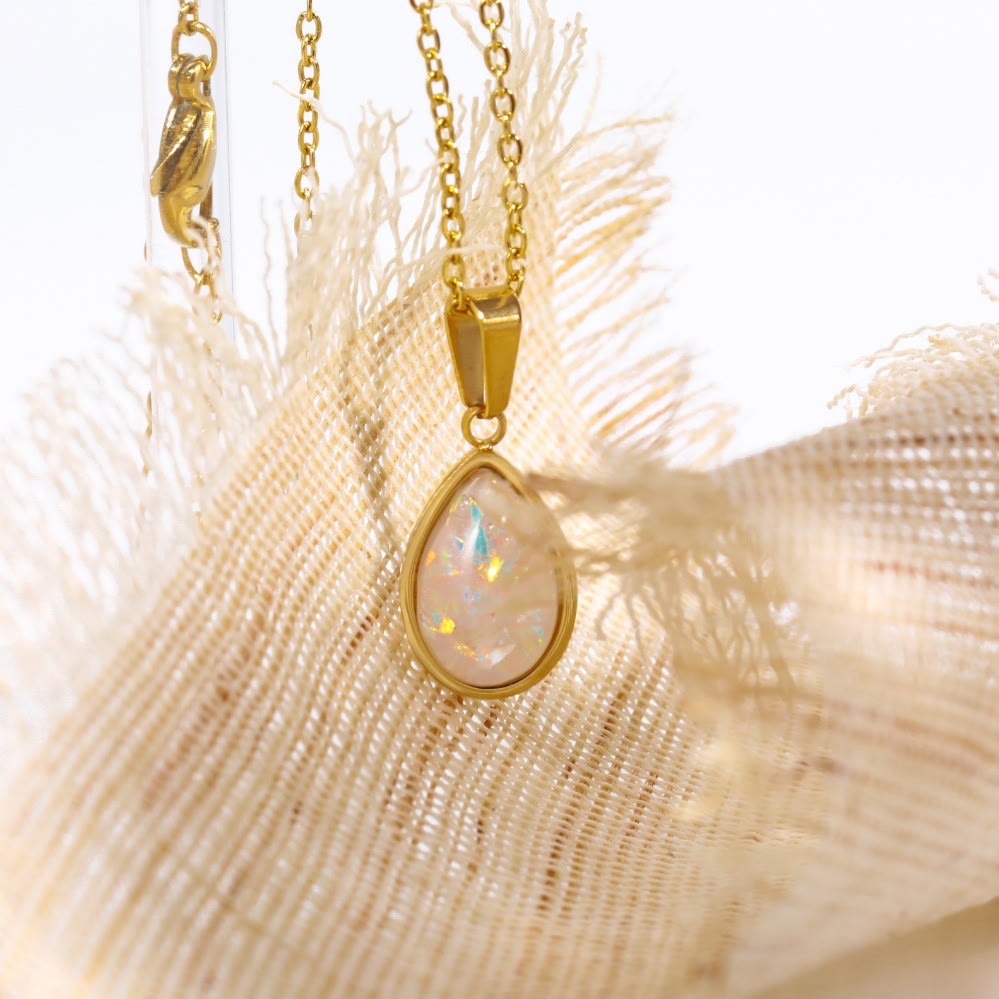 Amara | Opal Drop Pendant Necklace | 18K Gold, Natural Opal | Minimalist