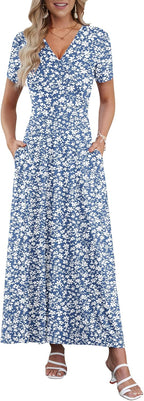 Hazel | Women's Maxi Dress | Bohemian V-Neck, Empire Waist, Pockets