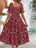 Nina | Women's Mini Dress | Floral, Puff Sleeves, Tied Waist | Summer