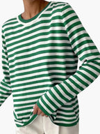 Marlow | Striped Knit Sweater | Women's Relaxed Fit | Round Neck, Long Sleeve