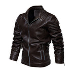 Quinn | Men's Faux Leather Jacket | Biker Style, Ribbed Sleeves | Fleece Lined