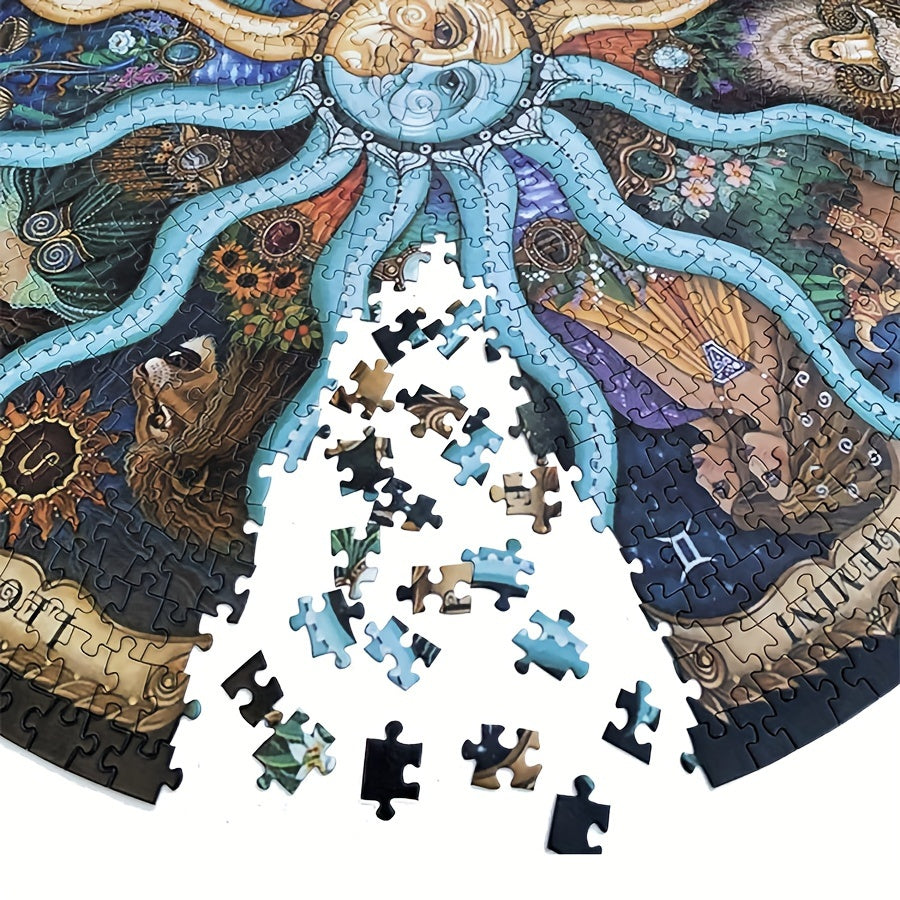 Florine | 1000-Piece Round Zodiac Puzzle | All 12 Signs, Matte Finish | 67 cm