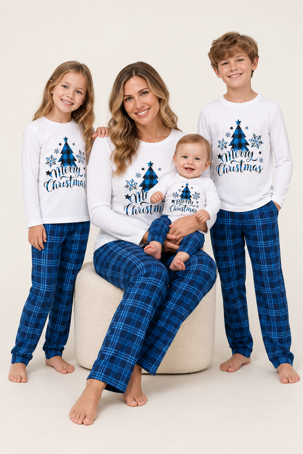 Christmas Pajamas Plaid Family Matching Sets Women Men Kids Dogs