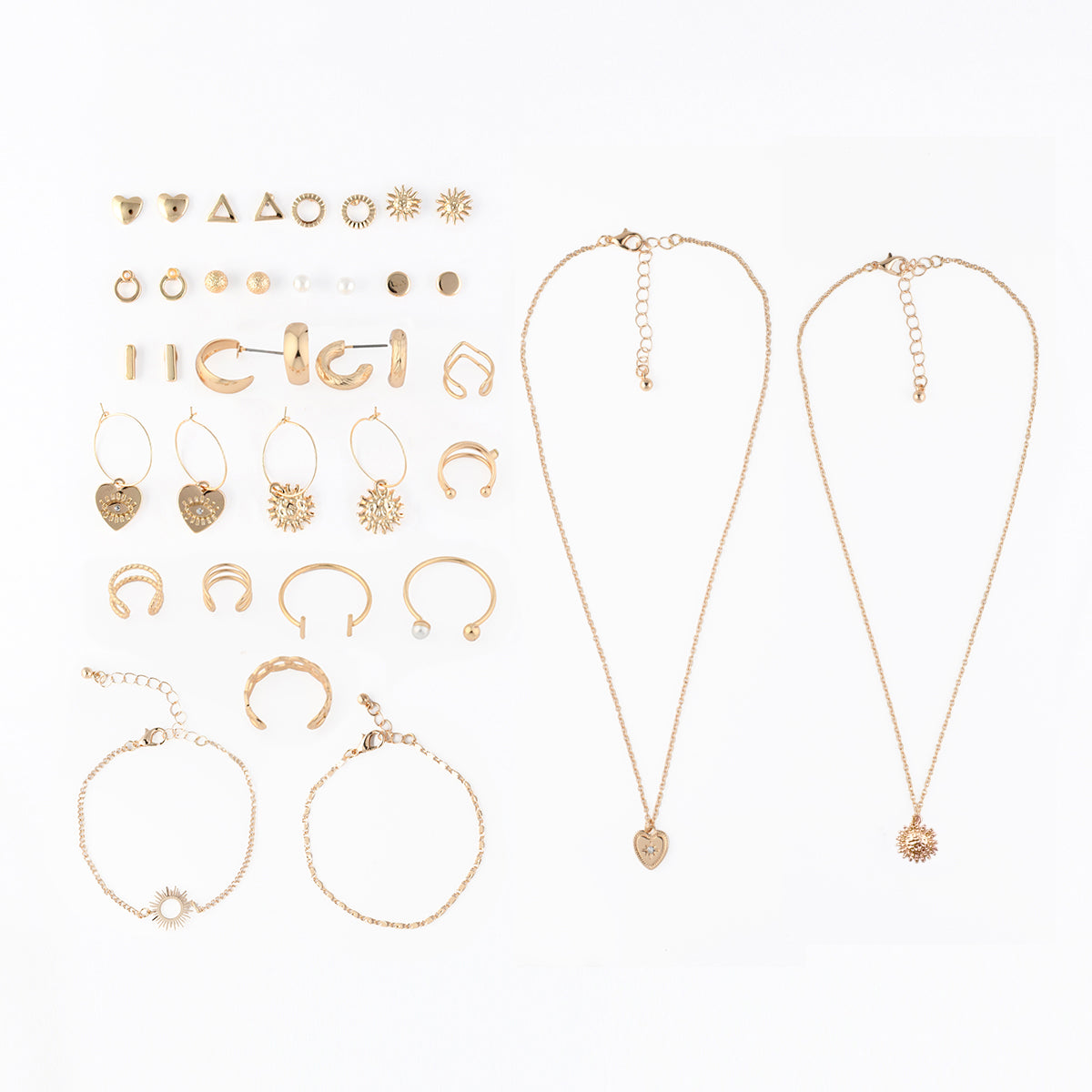Jewelry Advent Calendar 24 Piece Women Gold Earrings Rings Necklaces