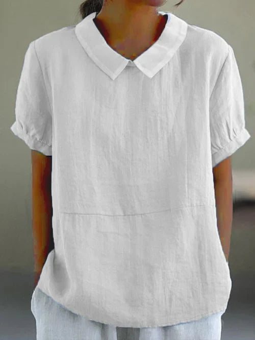 Women Short Sleeve Blouse Collared