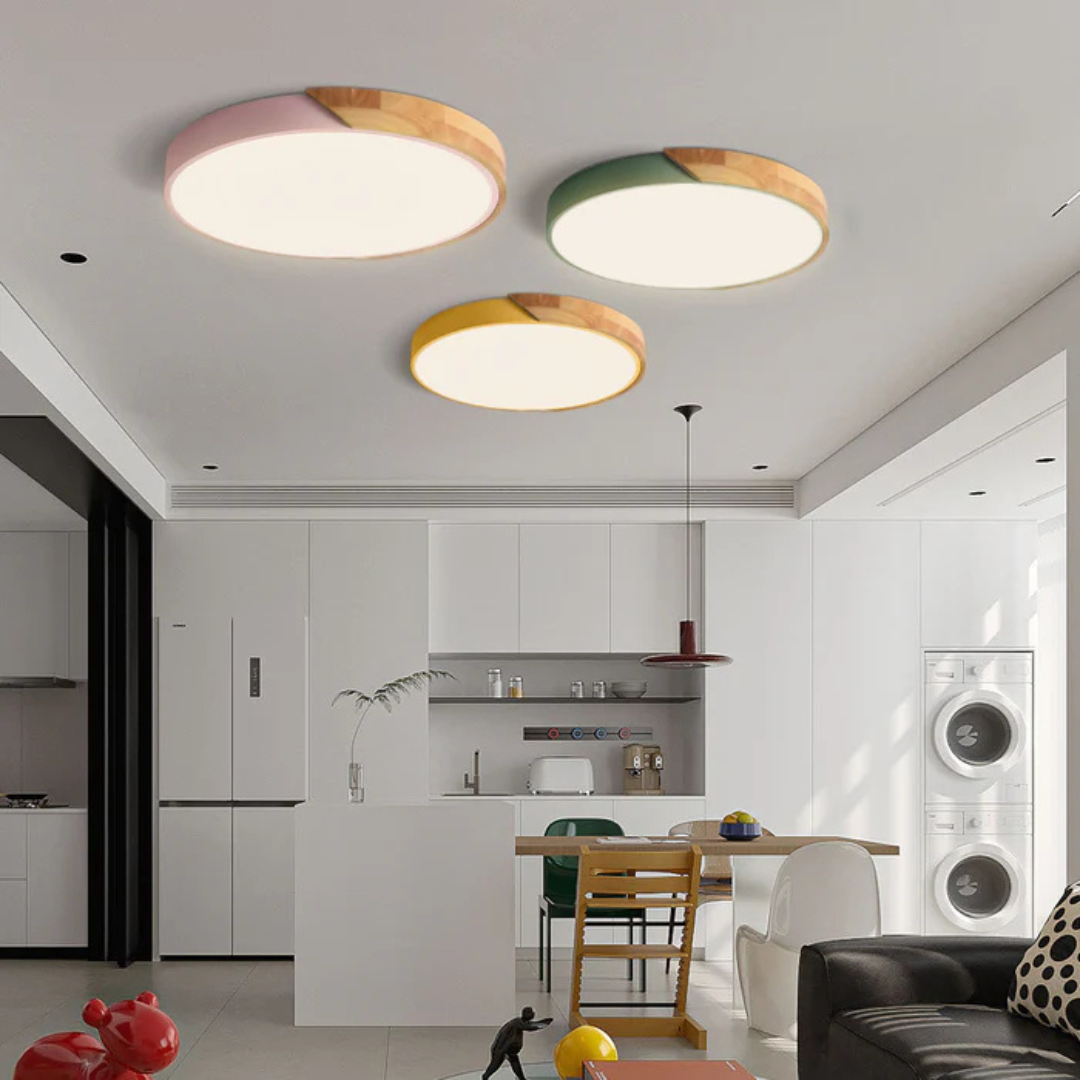 Inez | Ceiling Light | Scandinavian Wood LED, Round | Modern Indoor